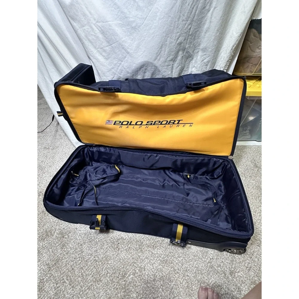 Polo Sport Ralph Lauren Large Rolling Duffle Bag Navy Yellow Wheeled Luggage